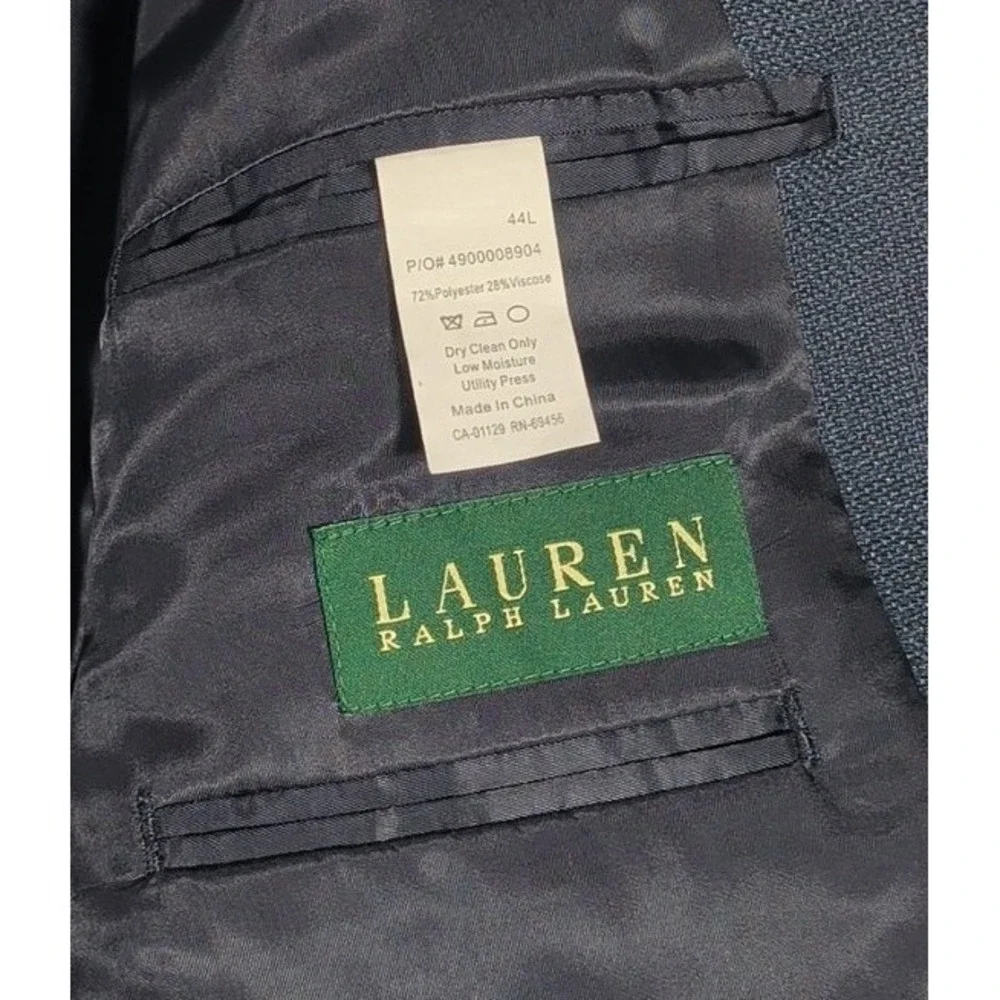 Lauren Ralph Lauren Blazer Mens 44L Blue Two Button Textured Sport Coat 44 Long